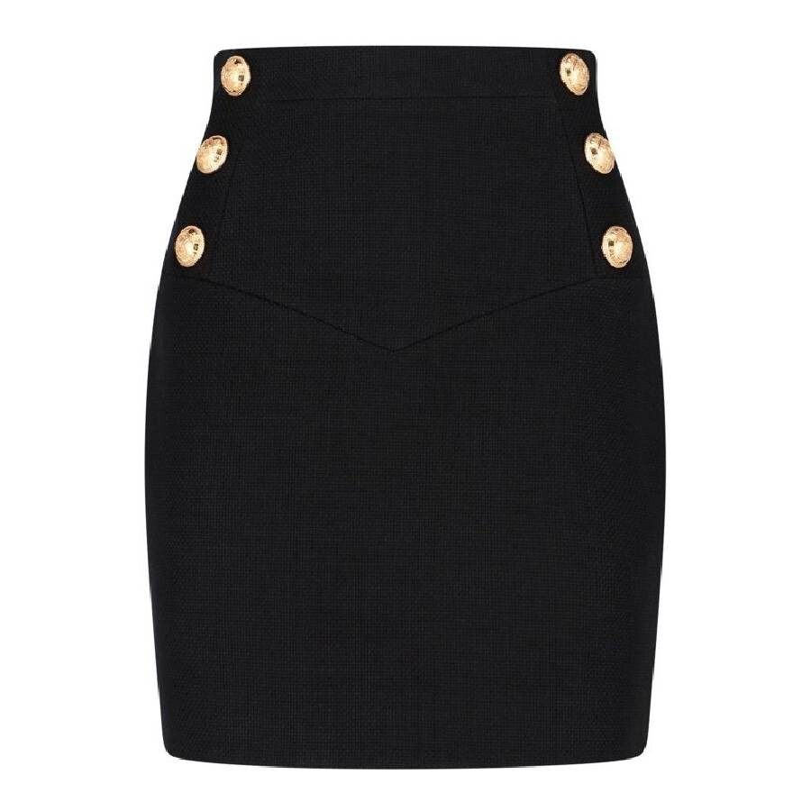 Button Embellished Mini Skirt