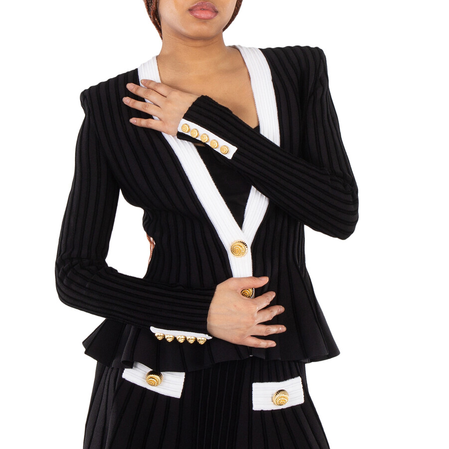 Button-Detailed Curved Hem Jacket