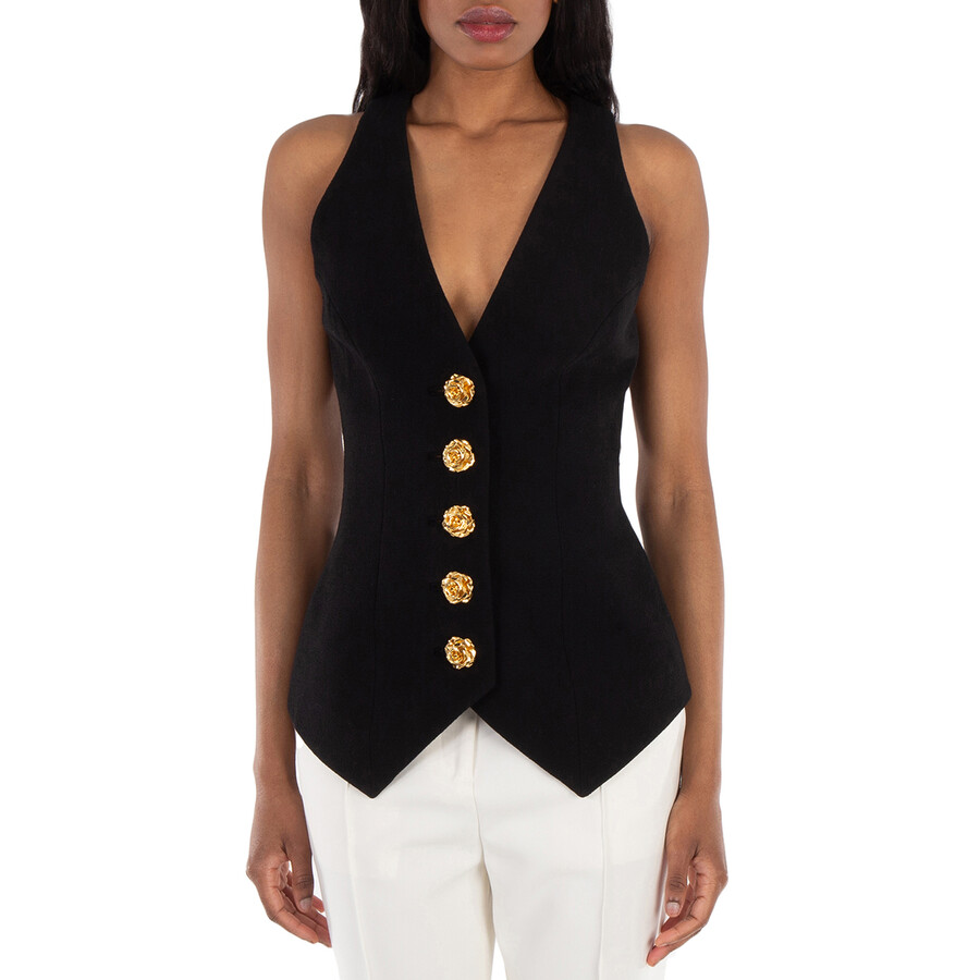 Buttoned Double Crepe Vest