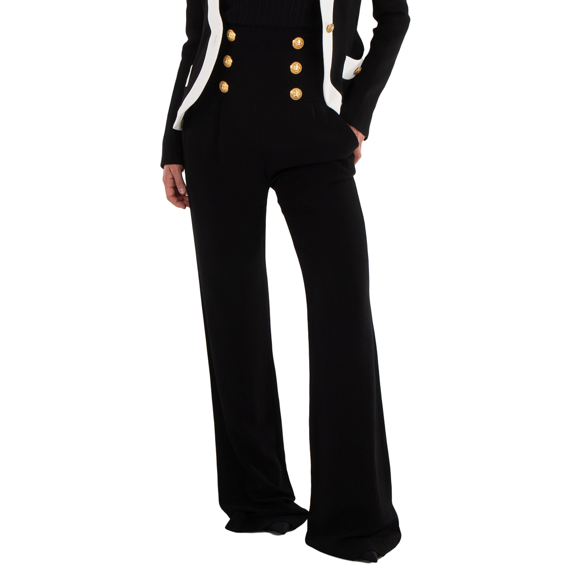 Balmain Button-embellished High-waisted Pants
