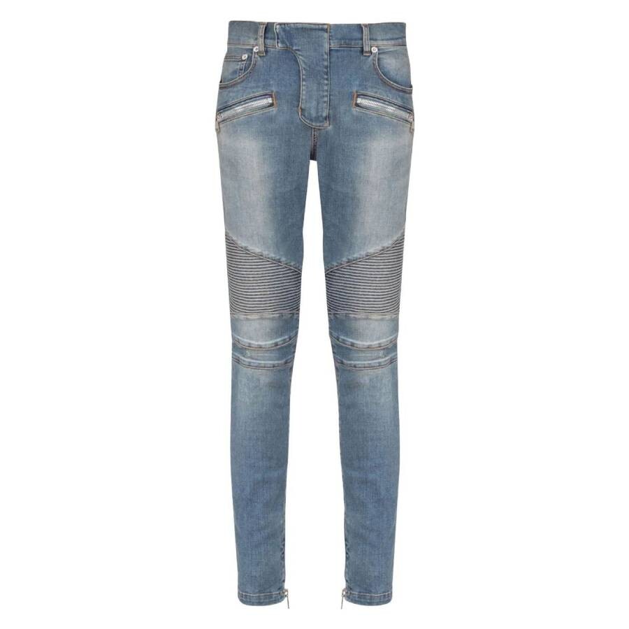Denim Slim-Fit Biker Jeans