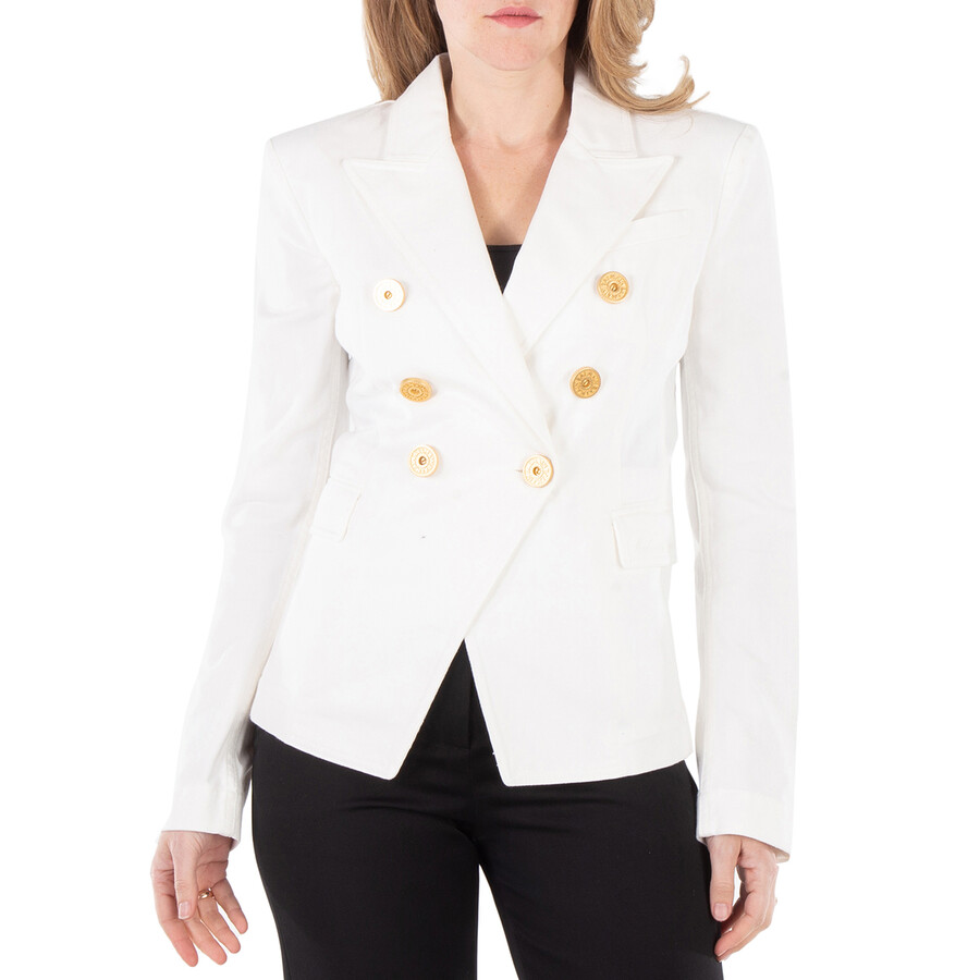 ジャケット BALMAIN Double-breasted denim blazer White CF1SG170DB69 Balmain Double-Breasted Denim Blazer, Brand Size 38 (US Size