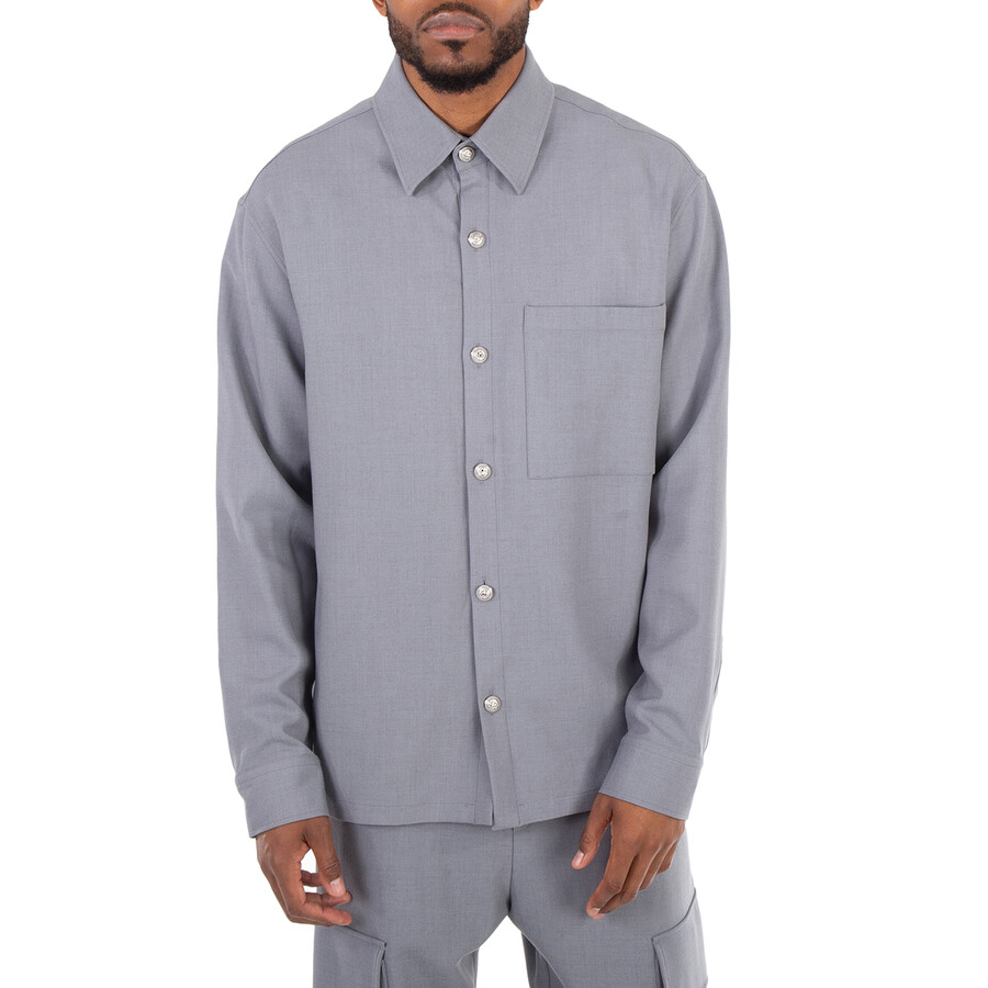 Embossed-Buttons Straight Hem Shirt
