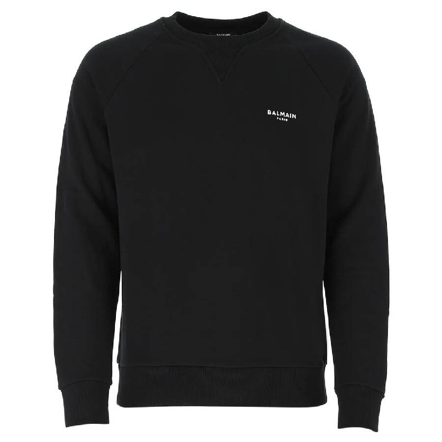 Flock Logo Print Cotton Sweatshirt, Size Medium