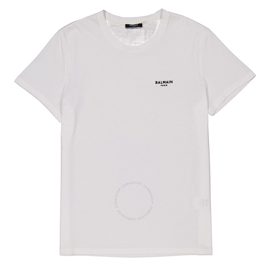 Balmain White Crewneck T-shirt With Logo Lettering Embroidery