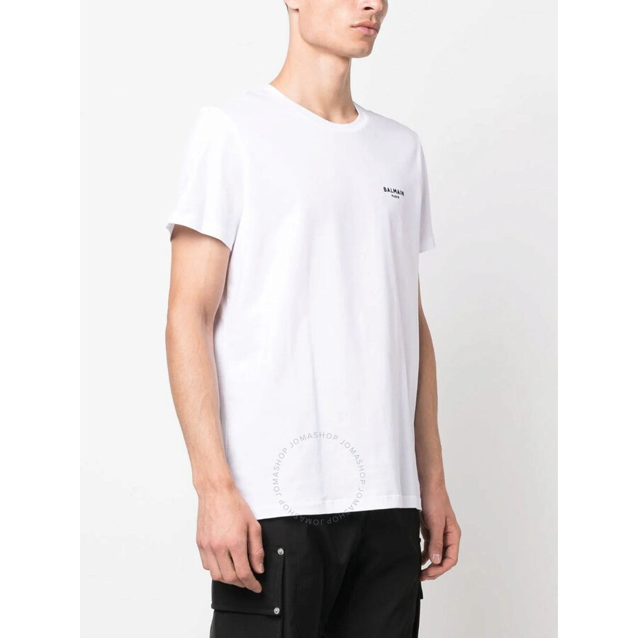 Balmain White Crewneck T-shirt With Logo Lettering Embroidery