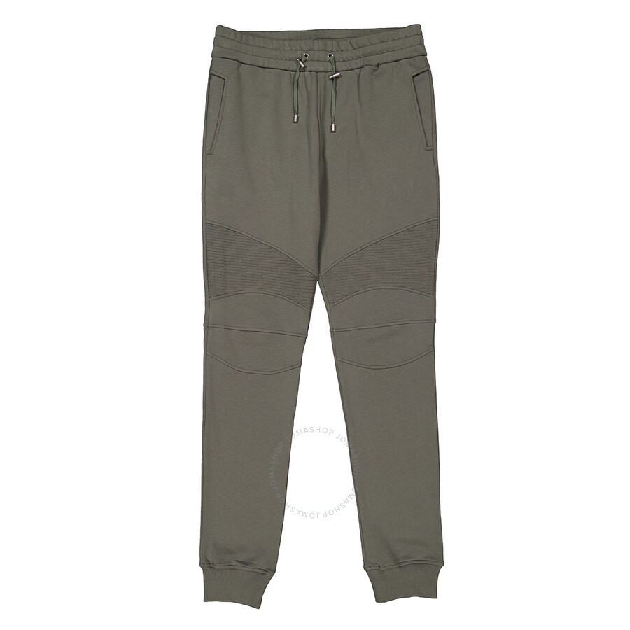 Balmain Flocked-logo Cotton Joggers In Beige