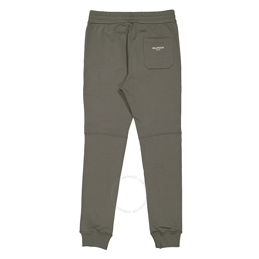 Balmain Flocked-logo Cotton Joggers In Beige