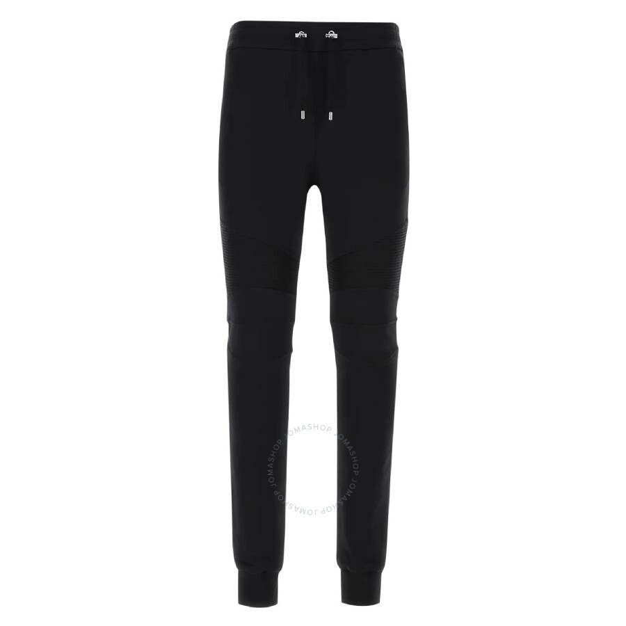 Balmain Brushed Cotton Biker Joggers With Embossed Logo