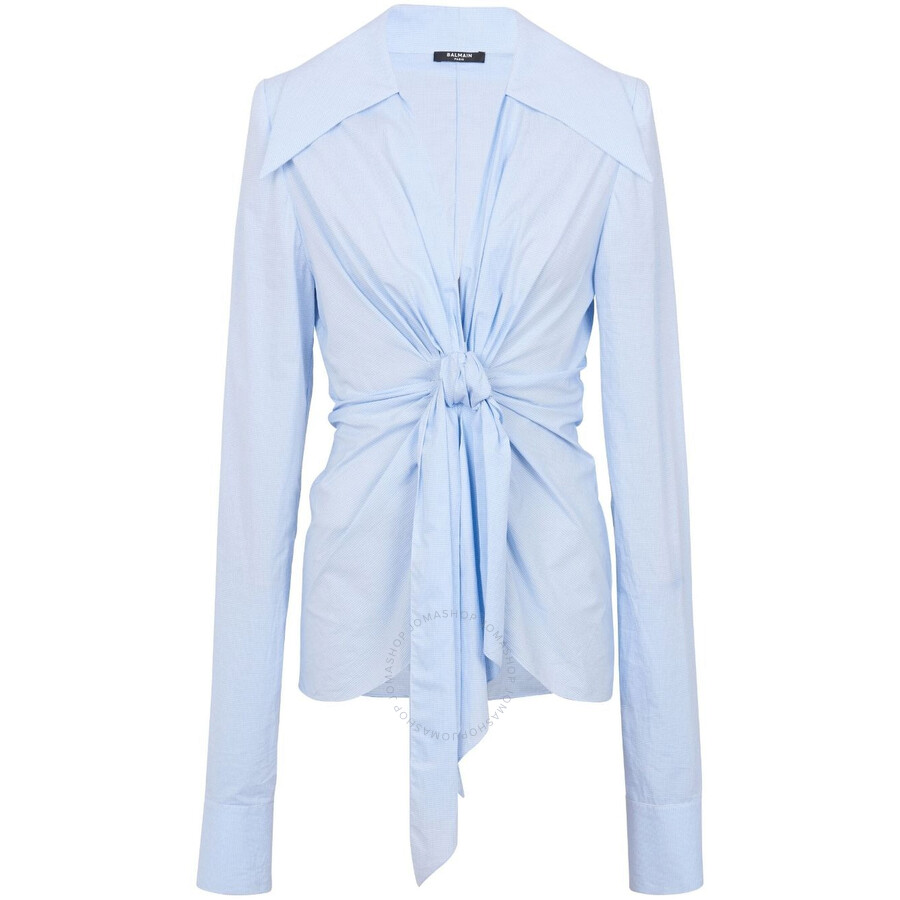Balmain Gingham-check Pattern Cotton Shirt In Blue