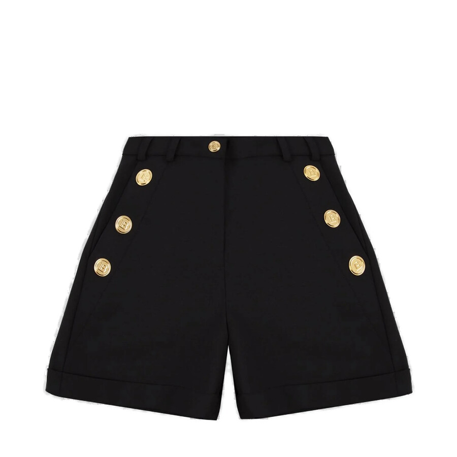 Balmain Girls Decorative-buttons Tailored Shorts In Black