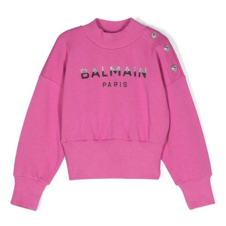 Girls Fuchsia Cotton Logo Sweatshirt