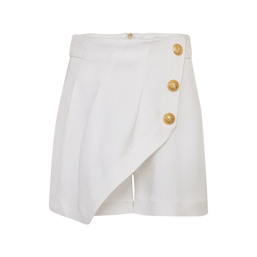 Girls Pleated Asymmetrical Twill Shorts