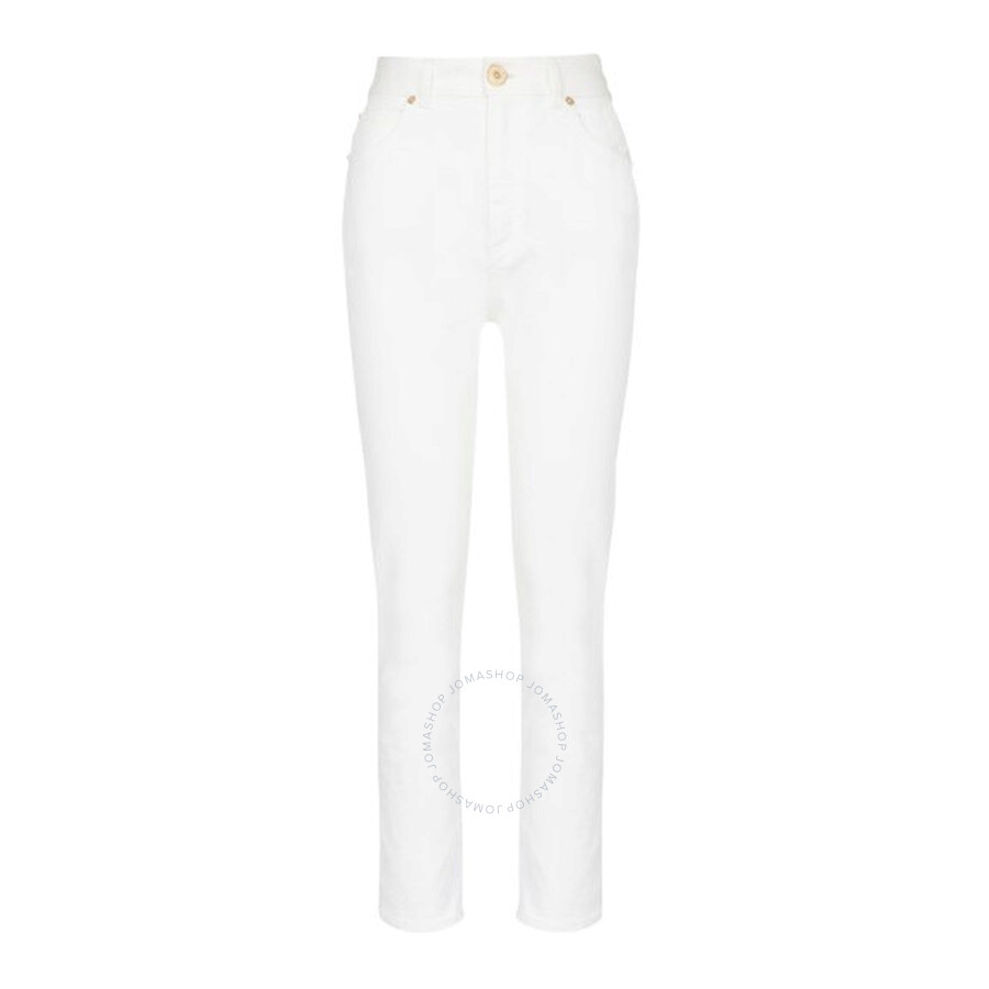 Balmain High Waist Slim Fit Jeans In White