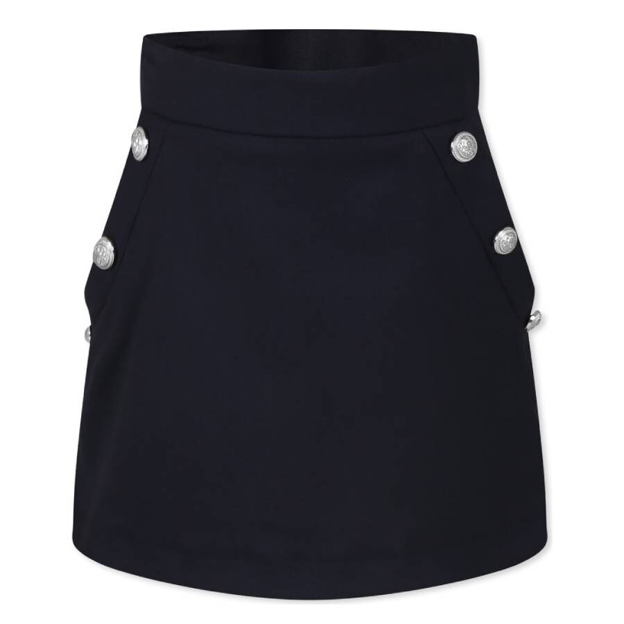 Kids Embossed Buttons Wool-Blend Skirt