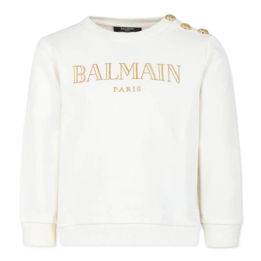 Kids Logo Embroidered Button-Detail Sweatshirt