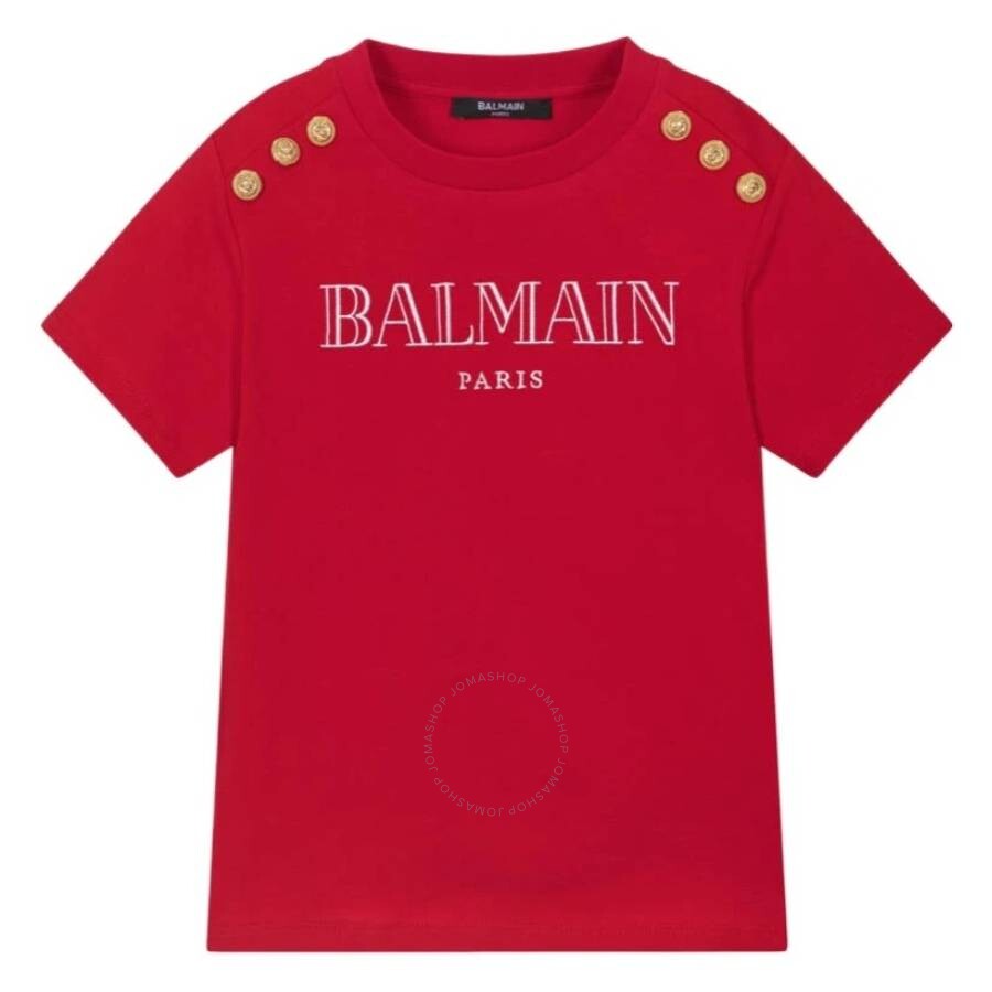 Kids Logo T-Shirt With Gold Button Detail
