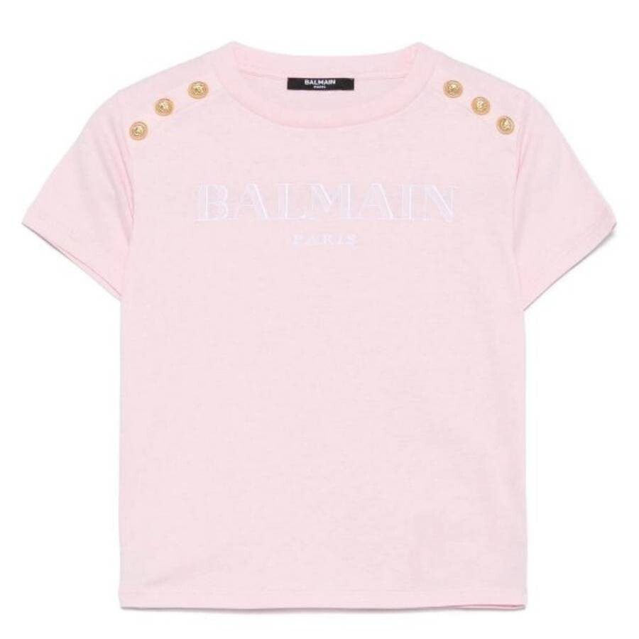 Kids Logo T-Shirt With Gold Button Detail