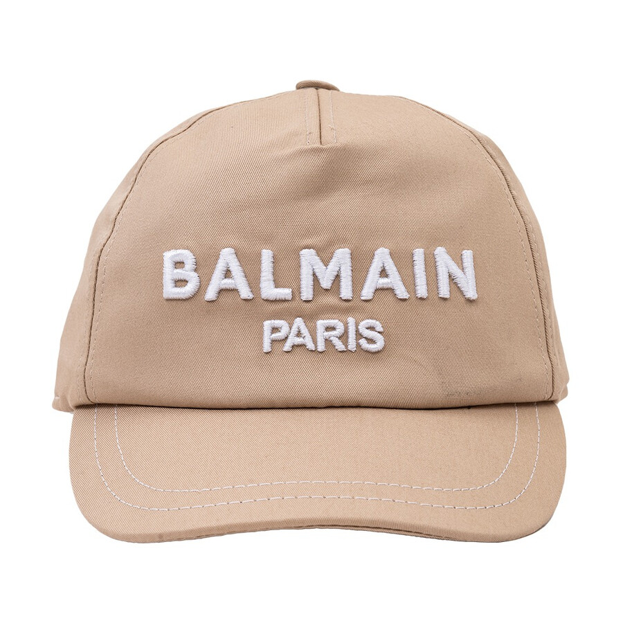 Balmain Kids Logo-embroidered Cotton Cap In Brown