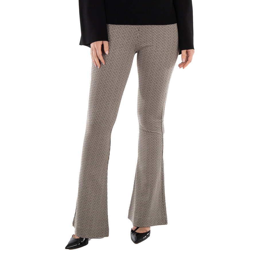 Flared Monogrammed Jacquard Trousers