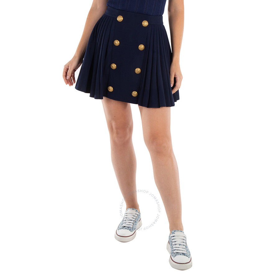 VIP【関税送料無料】希少 BALMAIN BLUE VISCOSE BLEND SKIRT BALMAIN High Waisted Skirt in Blue | FWRD