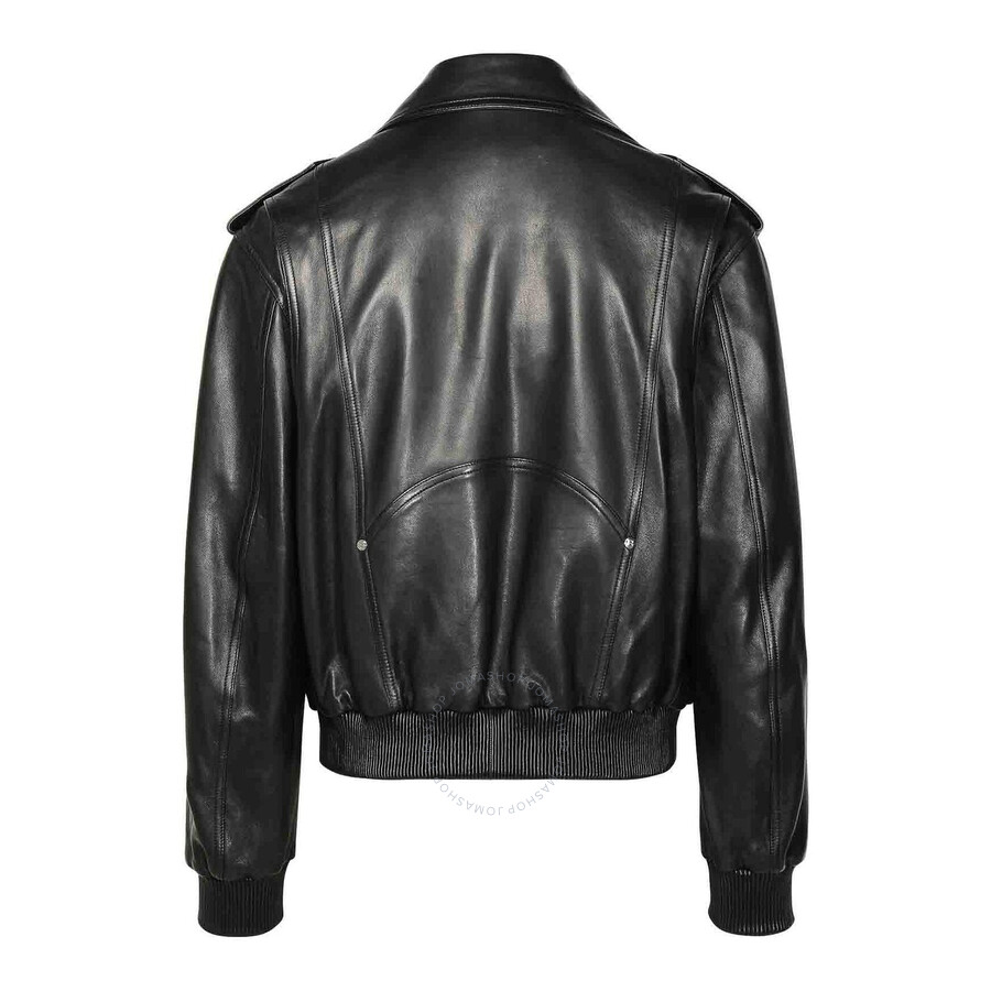 Balmain Leather Bomber Jacket In Black
