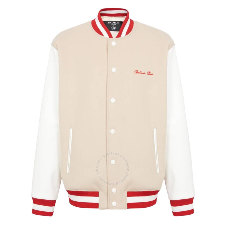 Balmain Bomber Jacket With Logo Embroidery In White