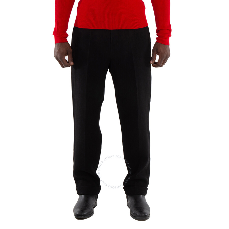 Balmain Men's Noir Tapered Cropped Trousers, Brand Size 50