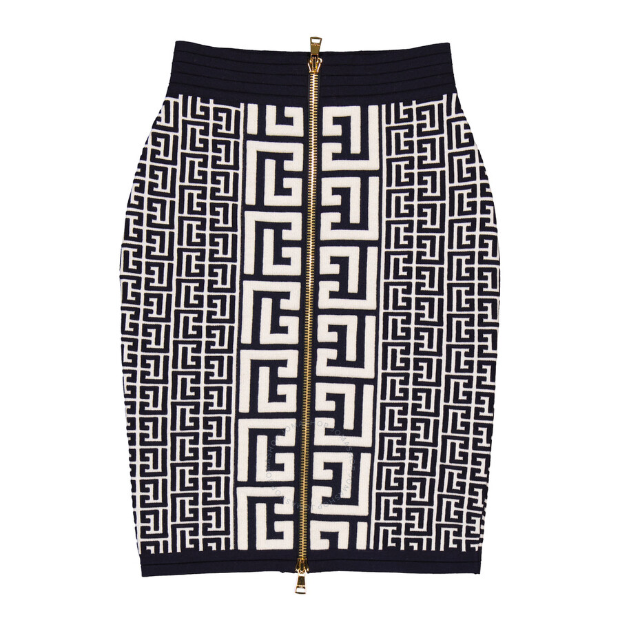 Balmain Pencil Skirt In Monogram Knit