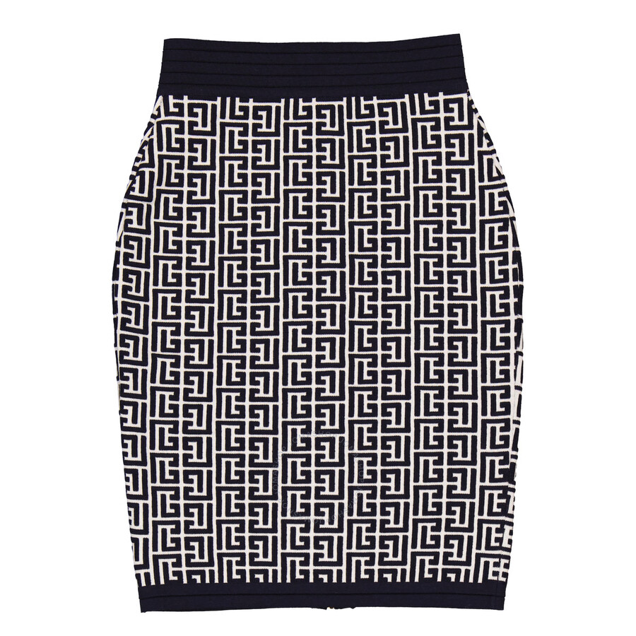 Balmain Pencil Skirt In Monogram Knit