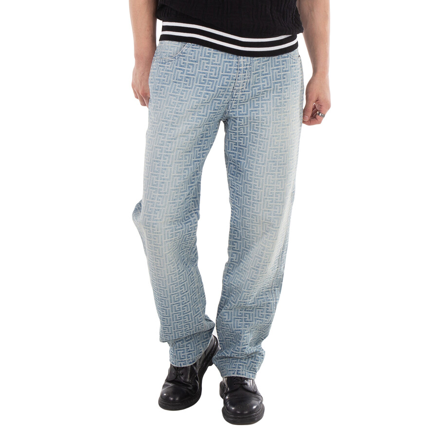 Monogrammed Jacquard Denim Jeans