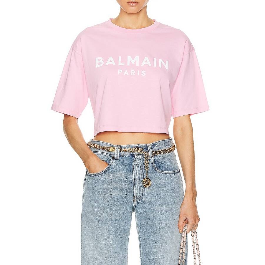 Paris Logo Print Cropped T-Shirt