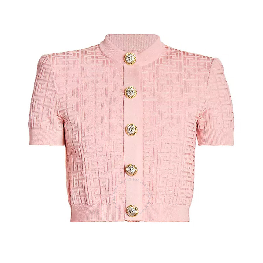 Balmain Pb-intarsia Short-sleeve Cardigan