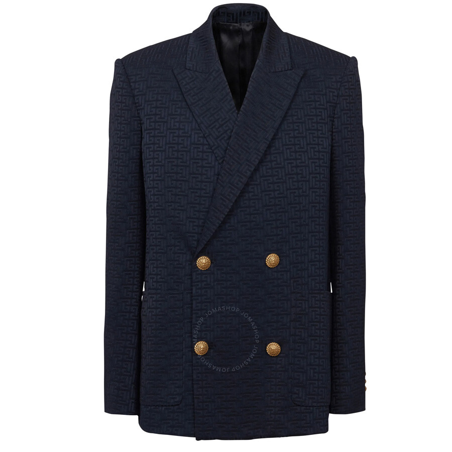 Balmain Long-sleeved Suit Coat In Blue