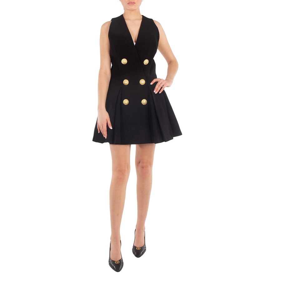 Pleated Flared Crepe Dress