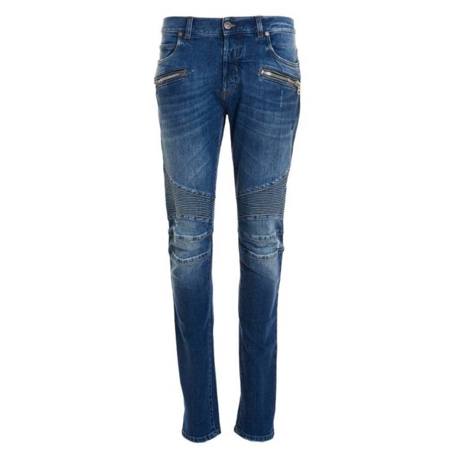 Ribbed-Detail Skinny Jeans