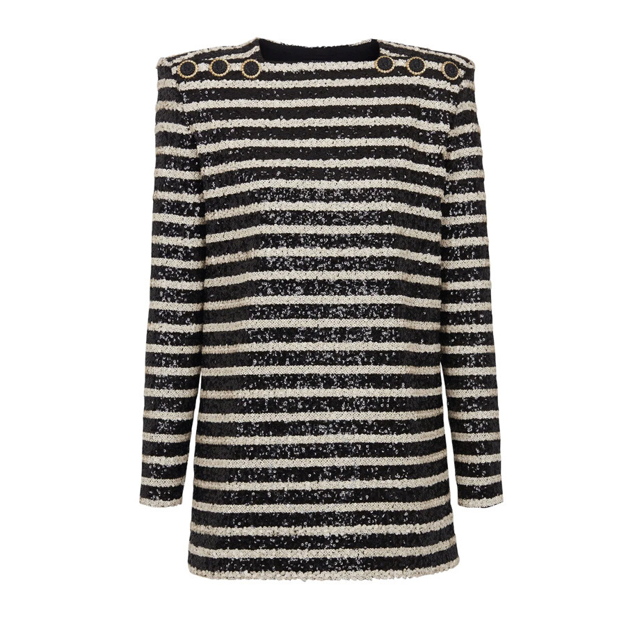 Balmain Sequined Stripe Mini Dress