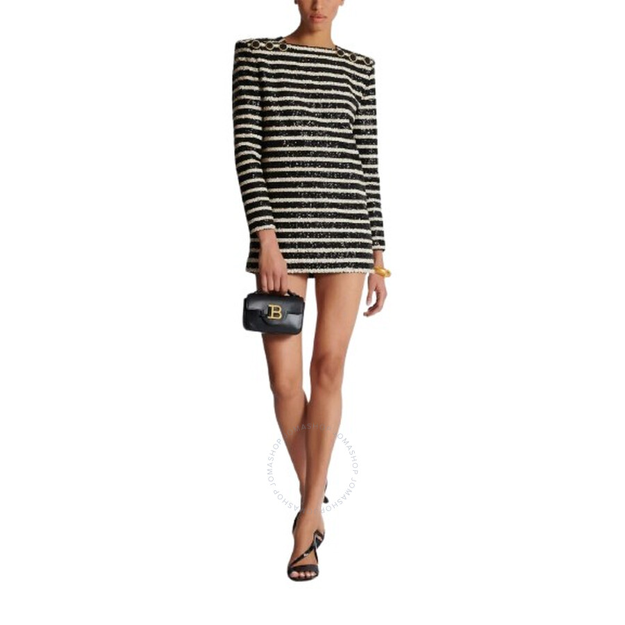 Balmain Sequined Stripe Mini Dress