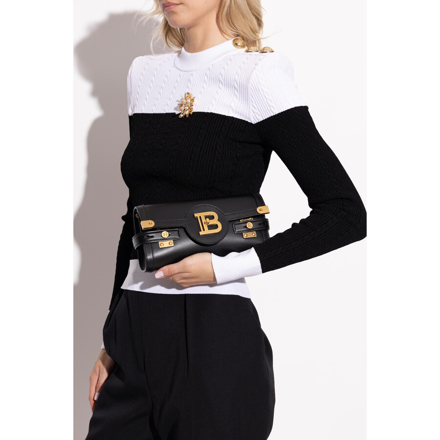 Balmain Pochette B-buzz 23 In Pelle Di Vitello In Black