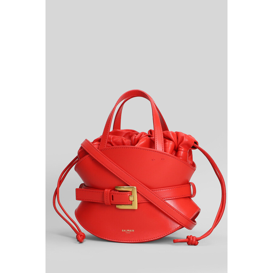 Balmain Shuffle Mini Shoulder Bag In Red Leather In Red