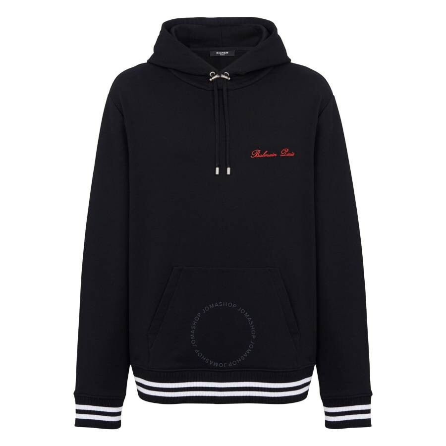 Balmain Embroidered Hoodie With Logo For Men In Black