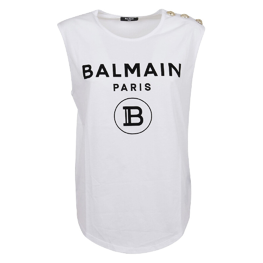 Sleeveless Button Cotton Shirt, Size Large