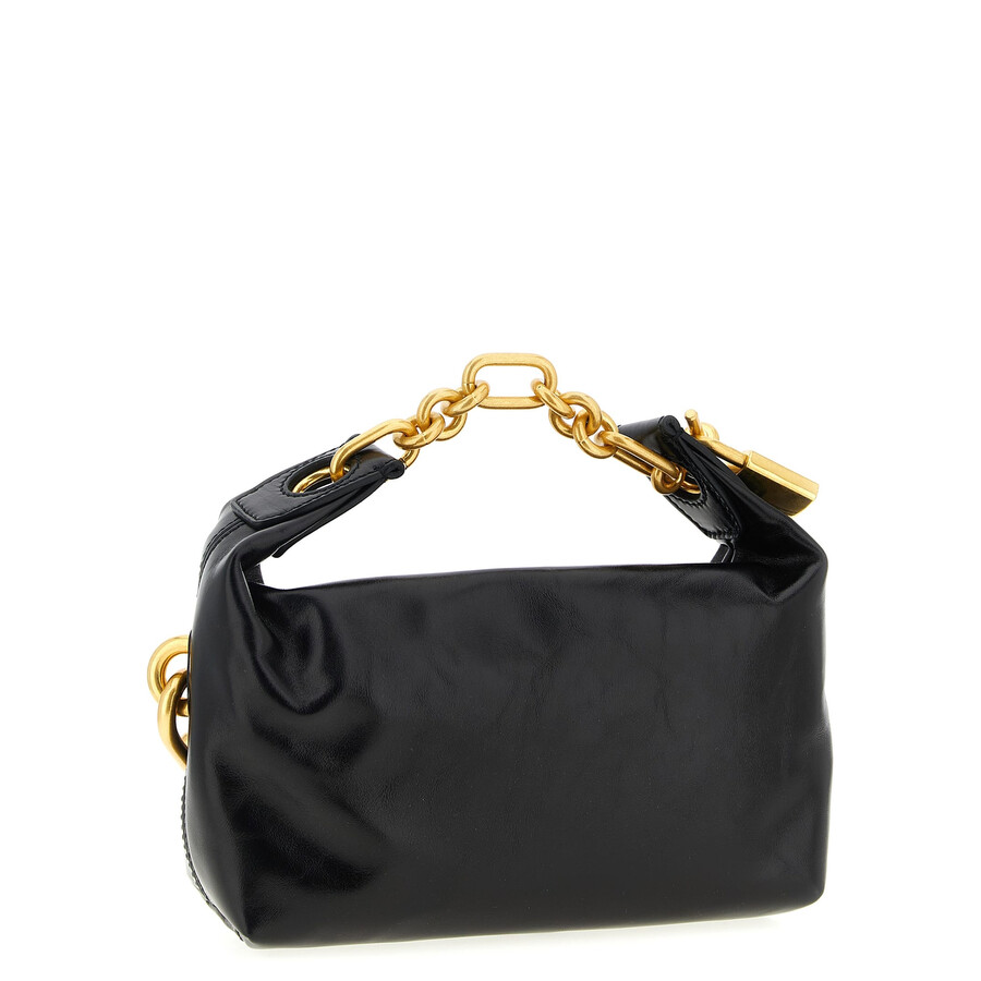 Balmain Sync Mini Chain-embellished Leather Tote In Black