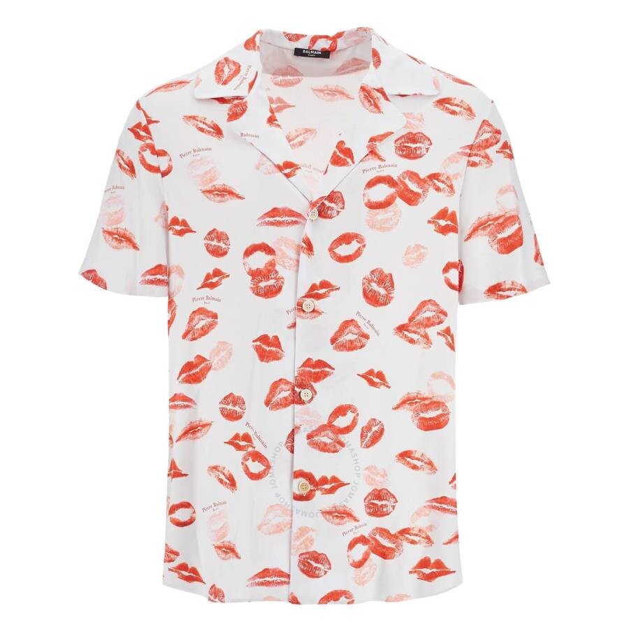 Balmain Twill Pyjama Shirt With Kiss Print