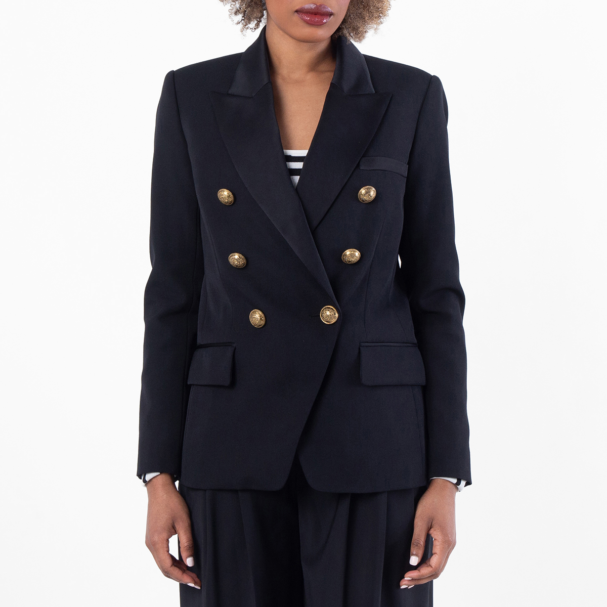 BALMAIN ジャケット 48 Balmain Womens Double-Breasted Blazer, Brand Size 38 ( US Size 6