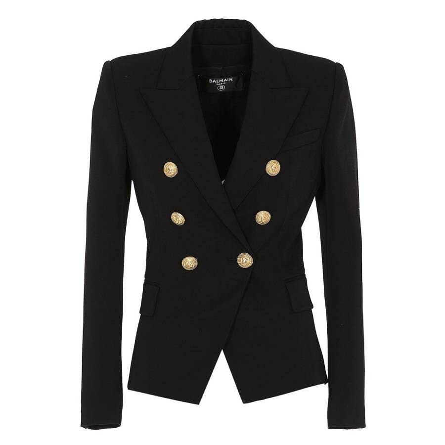 Balmain Wool Blazer With Golden Buttons In Black