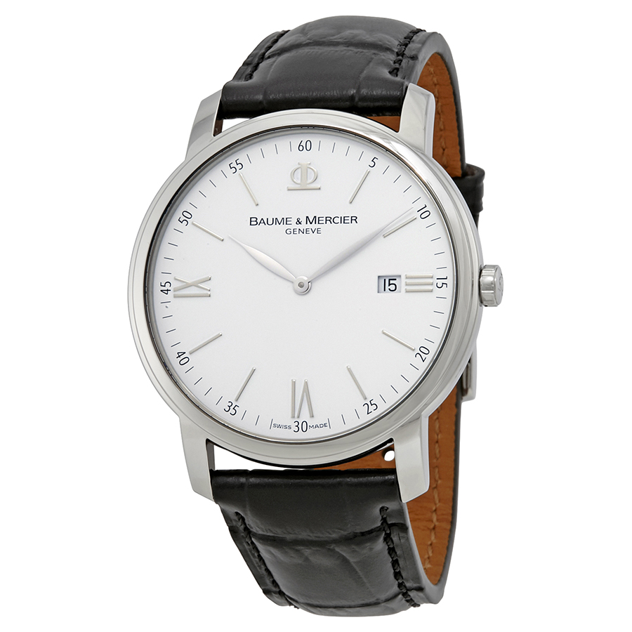 Baume et Mercier Classima White Dial Black Leather Men's Watch MOA10379