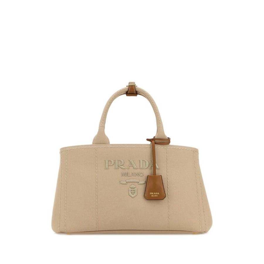PRADAのトートバッグ ベージュ Prada Beige Canvas Large Prada Jardiniere Shopping Bag Corda Borse