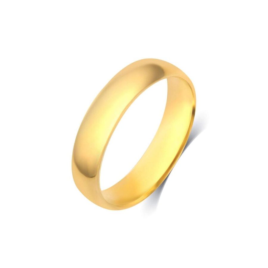 Belacqua 4mm Standard Fit Plain Wedding Band For Men In 10k Yellow Gold In ["yellow","gold Tone"]