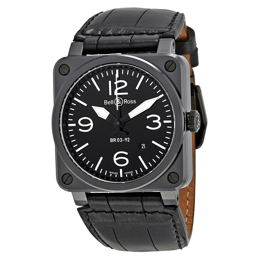 Bell and Ross Aviation Automatic Black Dial Men's Watch BR0392-CE-BLP-SCR